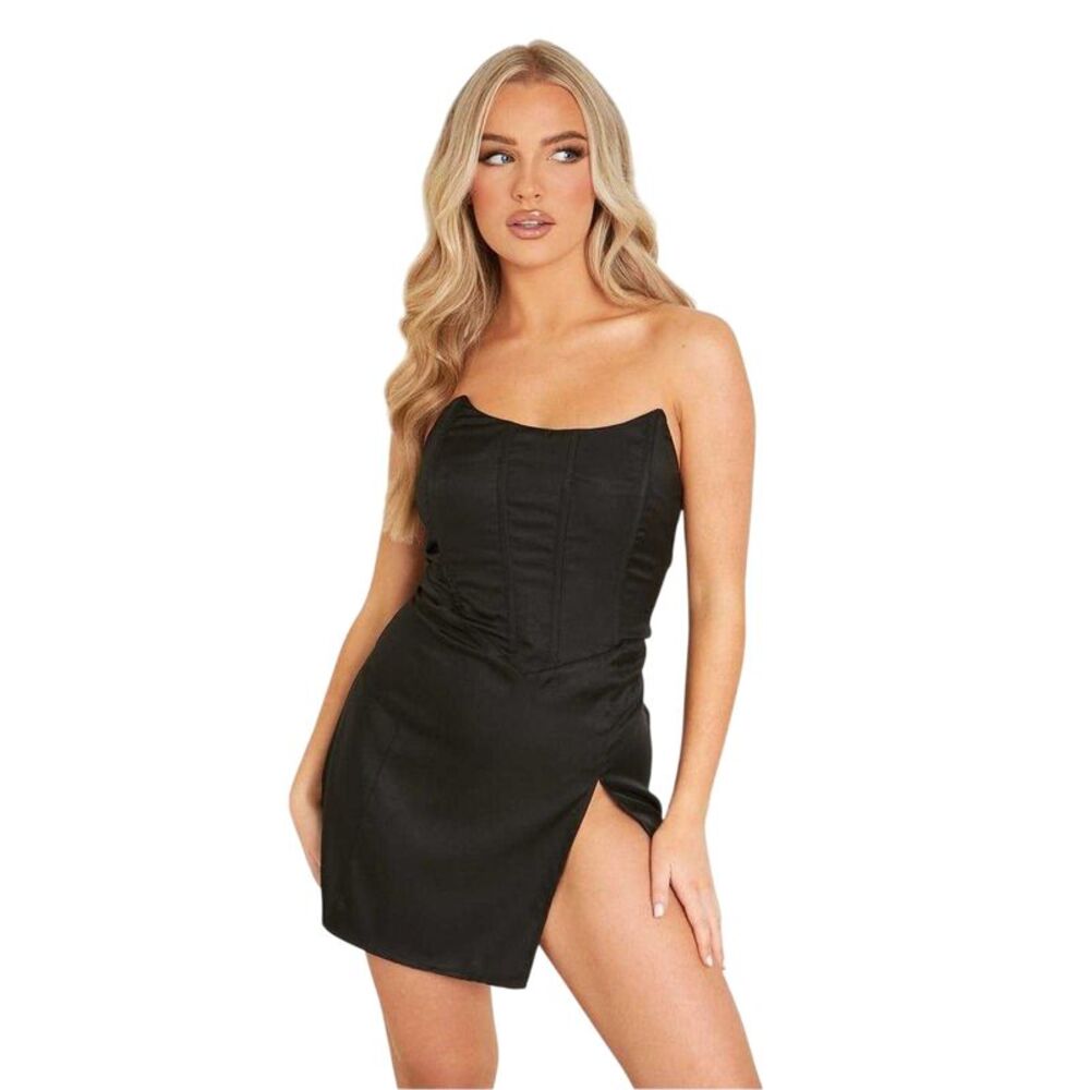 Missy Empire Womens/Ladies Corset Detail Corset Mini Dress / Black